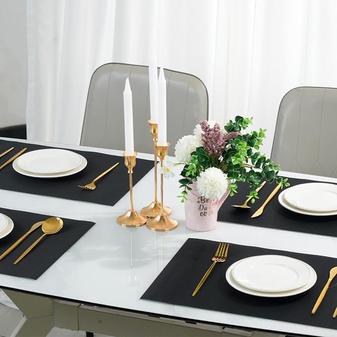 Placemats Set of 12，Non-Slip PVC Weave Table Mats Easy to Clean，Heat Resistant - Image 5