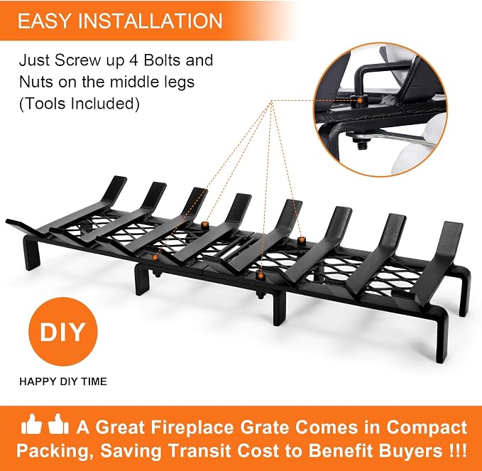24" Fireplace Grates with Ember Retainer, Fireplace Wood Holder - Image 9