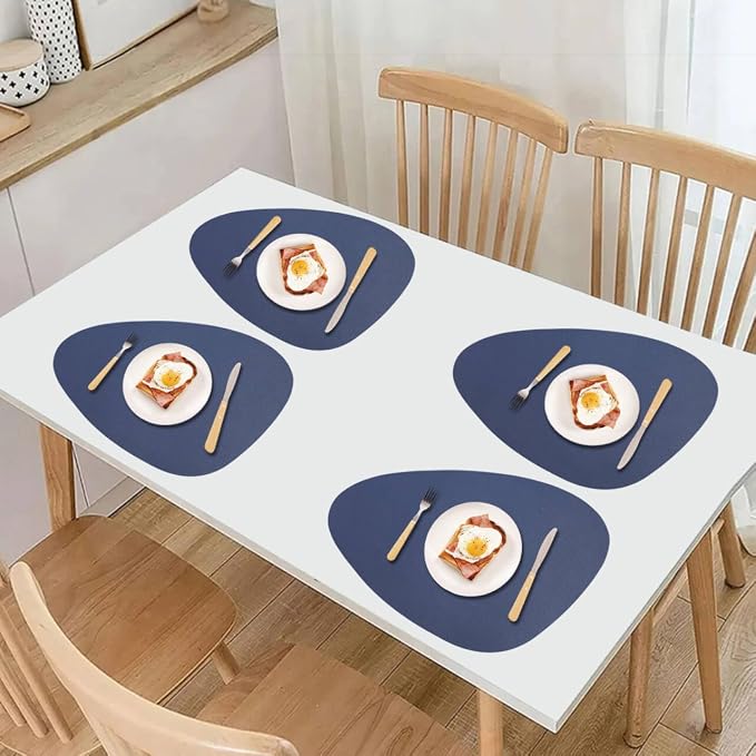 Faux Leather Placemats Set of 6 Waterproof, Round Reversible PU Placemat - Image 7