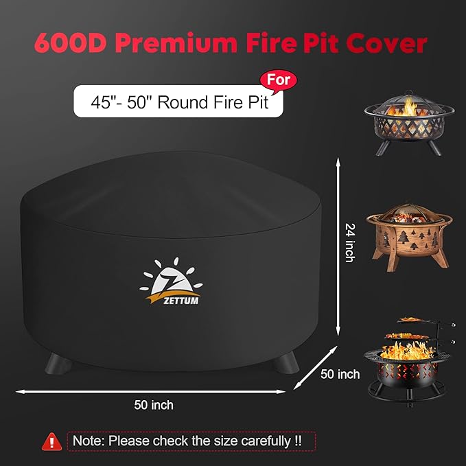 Zettum Fire Pit Cover Round 50 Inch - Image 2