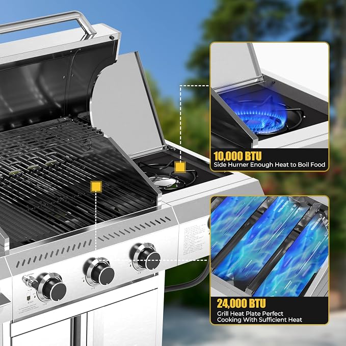 R.W.FLAME 3-Burner Propane Gas Grill - Image 4