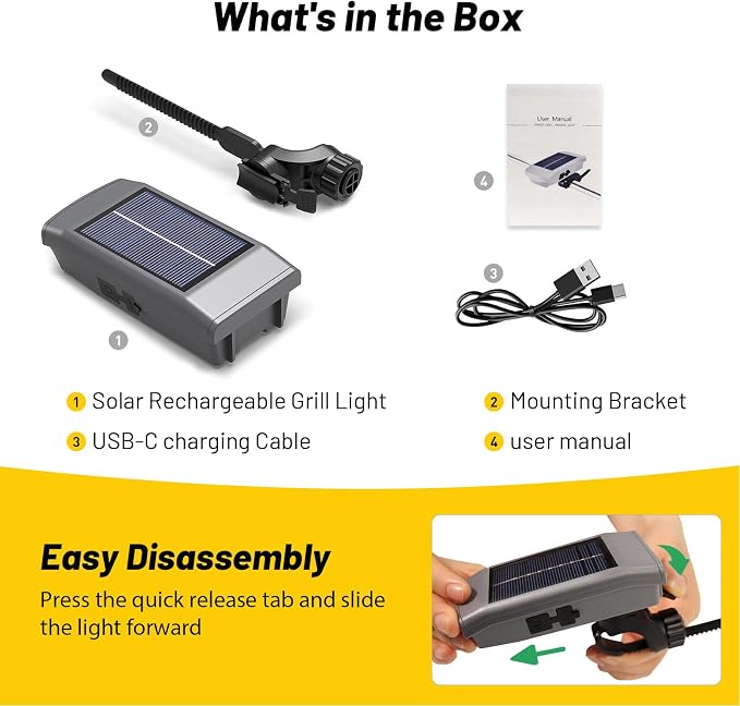 Grill Lights for Blackstone Weber Grills, USB-C Rechargeable Solar 360° - Image 9