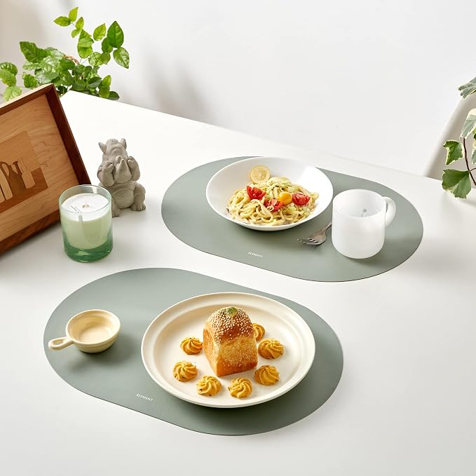 Mint Green Oval Silicone Placemats Set of 6 – Heat Resistant, Waterproof by Unknown