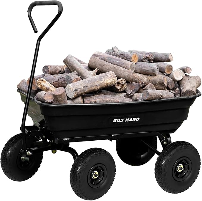 BILT HARD 4 Cu.Ft. 10" No-Flat Tires Poly Yard Dump Cart by BILTHARD