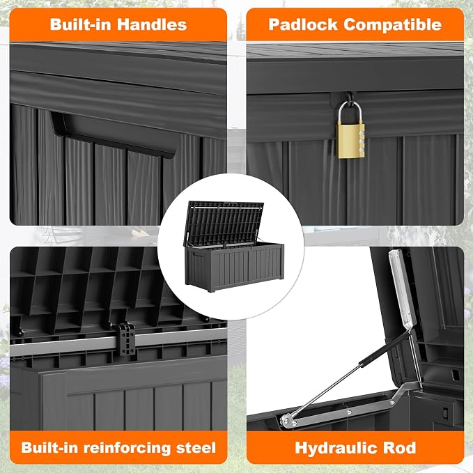 150 Gallon Deck Box, Resin Outdoor Storage Box - Image 6