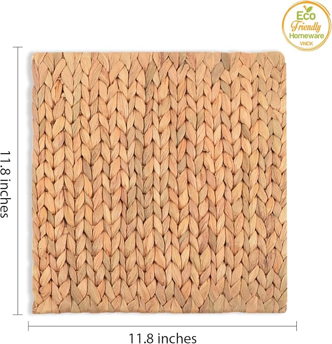 Boho Place Mats Set of 8, Square Table Mats Set of 8, Woven Placemats - Image 2