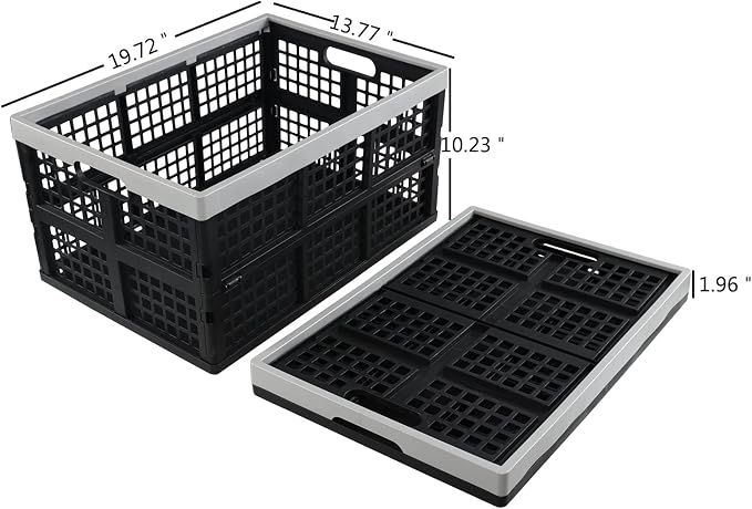3-Pack 42 L Plastic Storage Collapsible Crate, Folding Plastic Stackable - Image 2