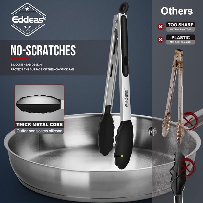 Kitchen Tongs with Silicone Tips, Tongs - Image 3