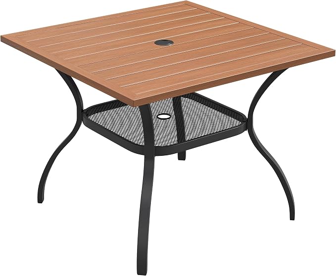 VICLLAX Patio Dining Table for 4 Square Metal Outdoor Table by HOME