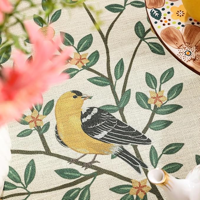 patdrea Designer Green French Linen Long Rectangular Tablecloth, Vintage - Image 4