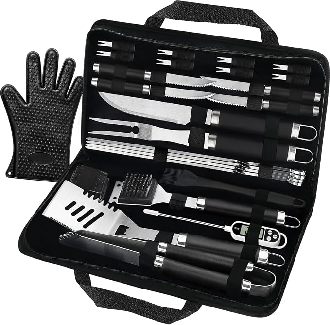 POLIGO 26PCS BBQ Accessories for Outdoor Grill Utensils Set Stainless Steel BBQ by POLIGO