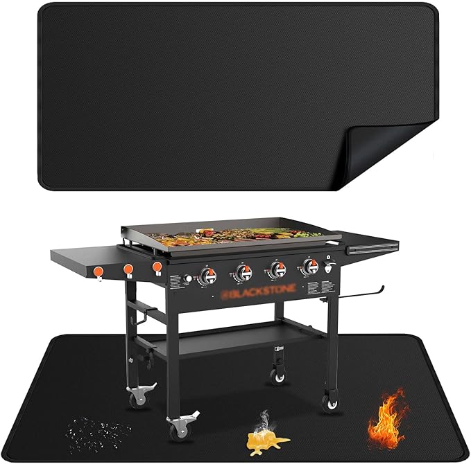Grill Pads Floor Mats 65x39 Inch Fiberglass Double-Sided Fireproof