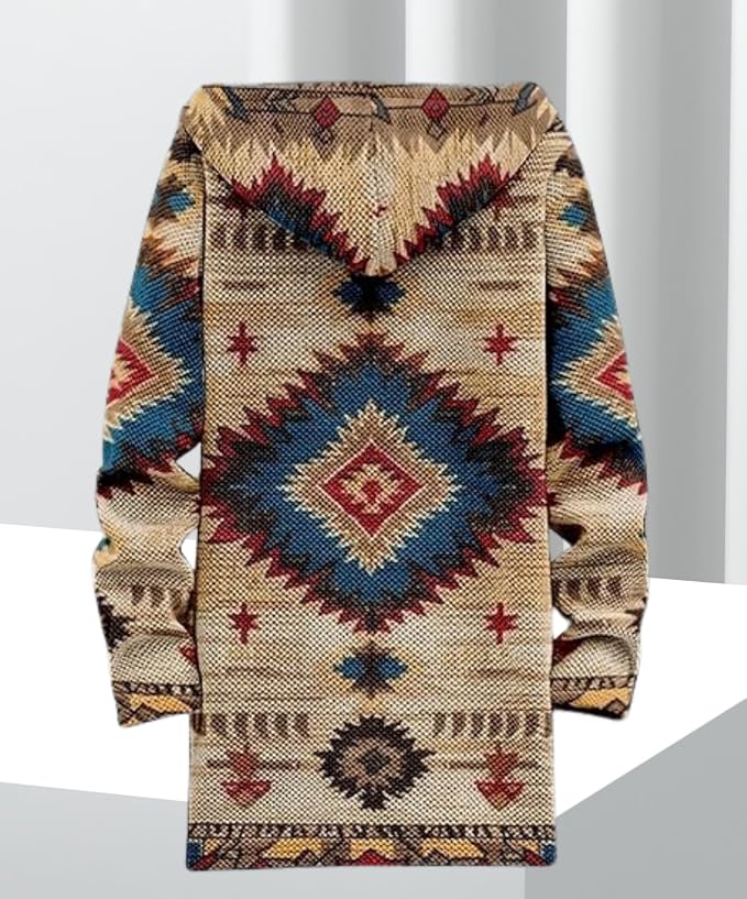 Men's Hooded Sweater Coat Knit Fleece Lined Long Cardigan Jacket - Image 2