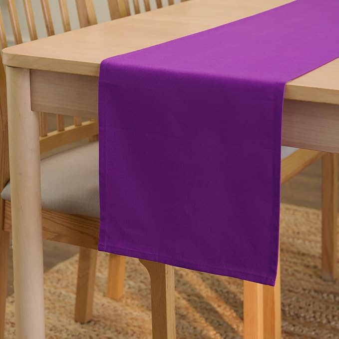 Encasa XO Table Runner 13"x104" Long | Cotton Canvas Fabric | Purple Solid by EncasaXO