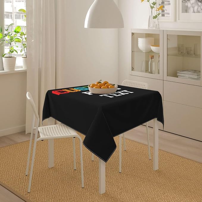 Custom Square Tablecloth, Design Your Logo Text Photo, Personalized Oil Proof - Image 4