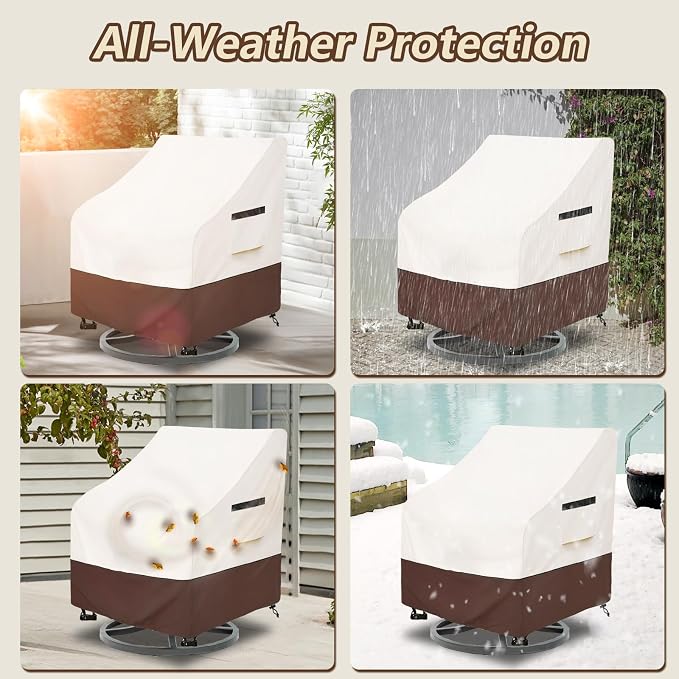 Rileytee Outdoor Swivel Chair Cover 2 Pack, Outdoor Furniture Patio Chair - Image 5