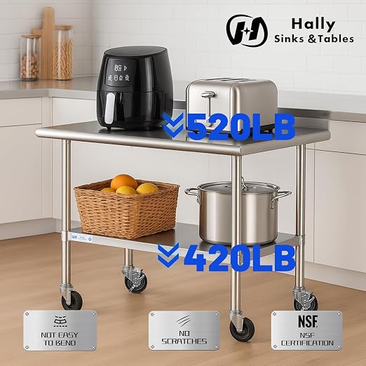 Stainless Steel Table for Prep & Work 24 x 72 Inches - Image 5