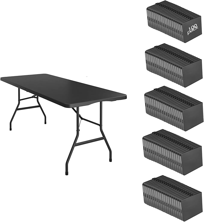 100 Pack of 6 Foot Foldable Table by VISTACASA