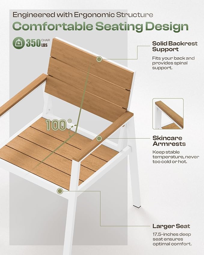 Patio Table and Chairs Set, 5 Piece Outdoor Dining Set - Image 5