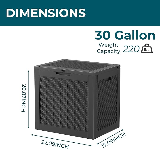 31 Gallon Outdoor Storage Box – Resin Deck Box - Image 3
