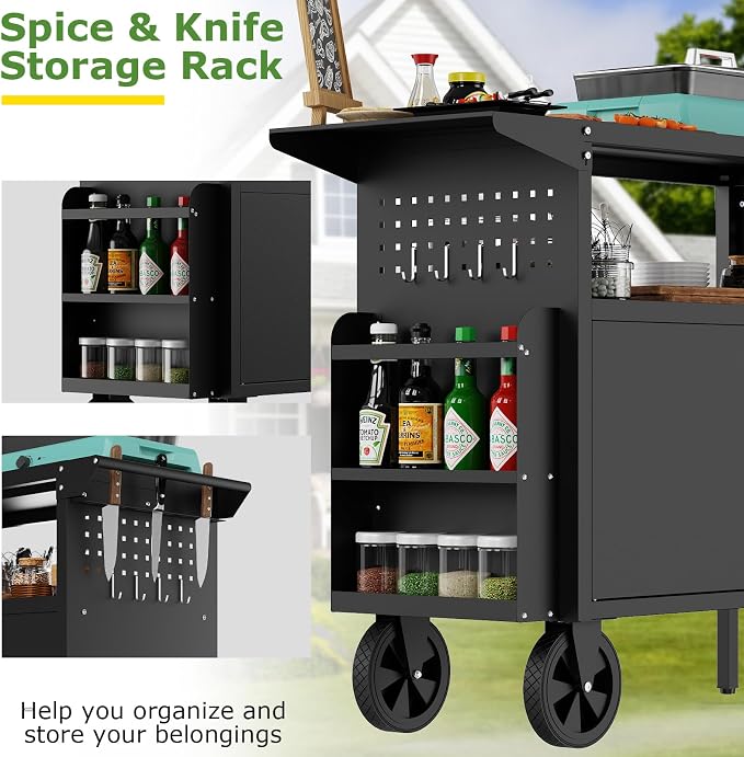Outdoor Grill Table, Metal Grill Cart - Image 6