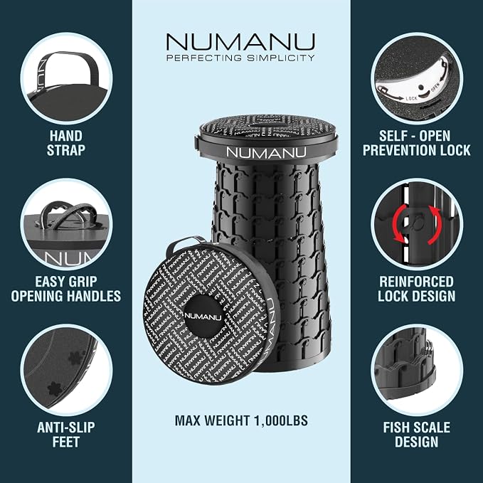 NUMANU 2PACK 2025 Upgraded XXL Collapsible Stool 19.7", 1000lbs Max Weight - Image 7