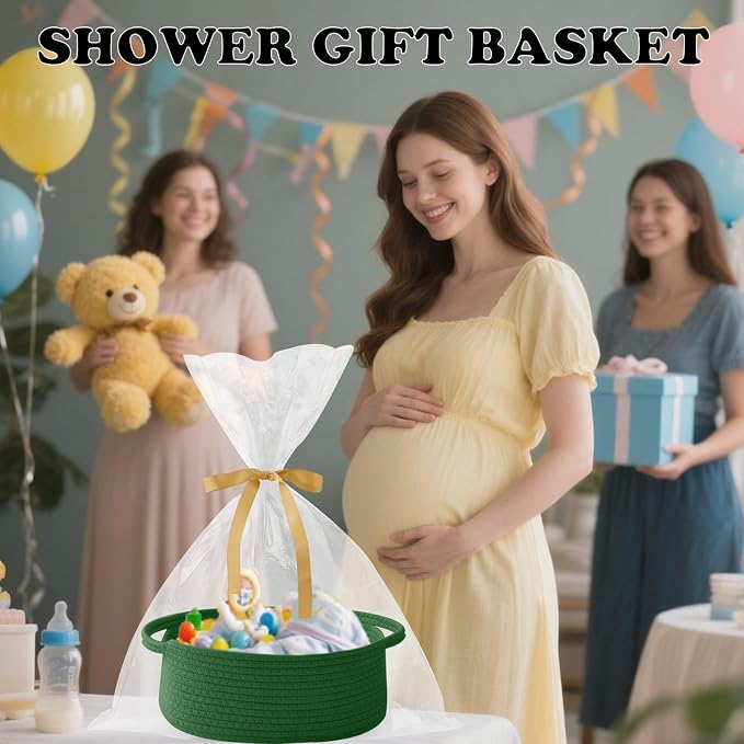 Gift Basket with Gift Bag and Ribbons, Small Rope Woven Shelf Storage, Baskets - Image 4