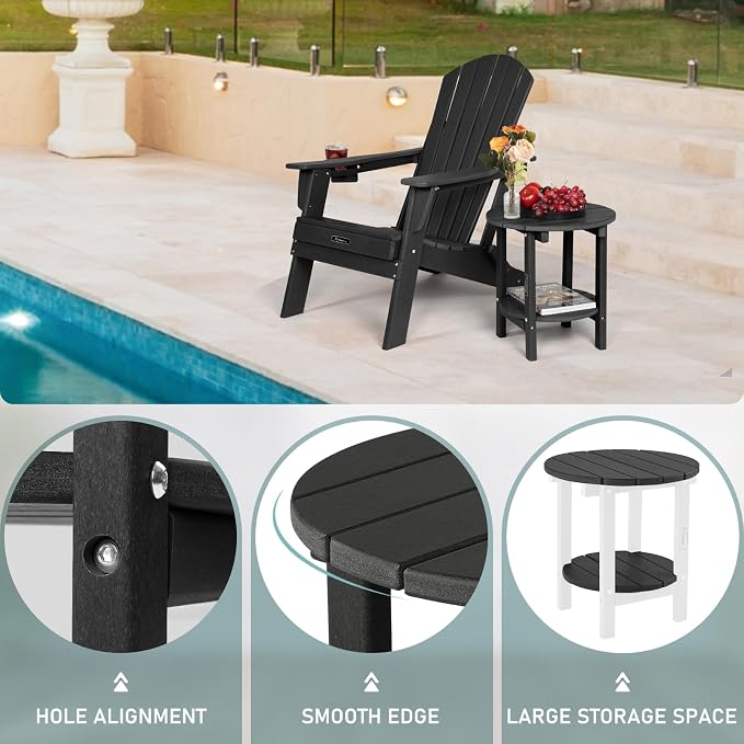 FUNBERRY Outdoor Adirondack Side Table Set of 2, 2-Tier Patio End Tables - Image 6