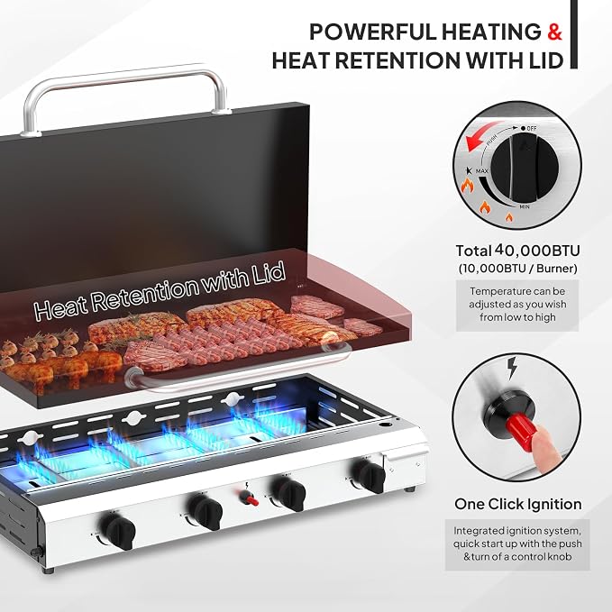 Bonnlo 4 Burner Portable Propane Griddle - Image 2