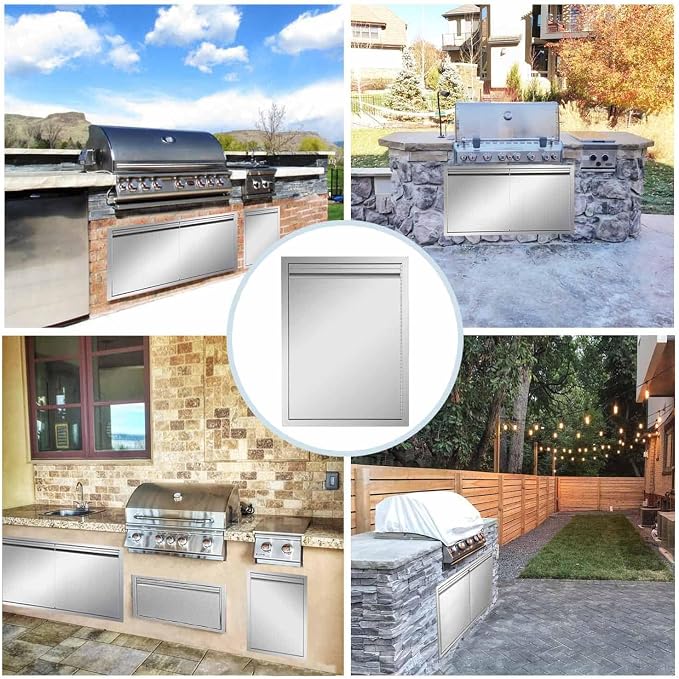 Outdoor Kitchen Door 18" W x 21" H inch Double Wall Door Panel Stainless Steel - Image 8