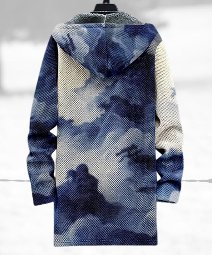 Men's Hooded Sweater Coat Knit Fleece Lined Long Cardigan Jacket - Image 2