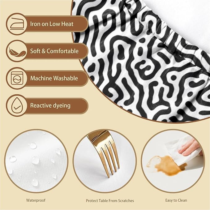 Rectangle Table Cloth Cover Waterproof Elastic Fitted Polyester Fitted - Image 3