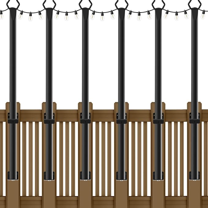 6 Pack String Light Poles, 5Ft Metal Poles by NUERPO
