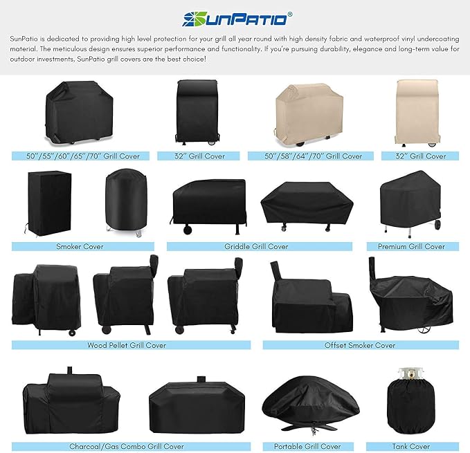 SunPatio Gas Grill Cover 60 Inch, Outdoor Heavy Duty Waterproof Barbecue Gas - Image 8
