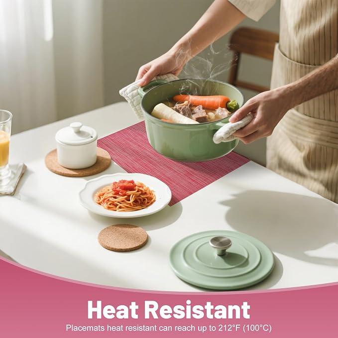Placemats Set of 12，Christmas Decoration Non-Slip PVC Weave Table Mats Easy to - Image 4