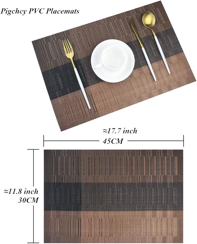 PIGCHCY Placemats, Washable Vinyl Woven Table Mats, Elegant Durable Placemats - Image 2