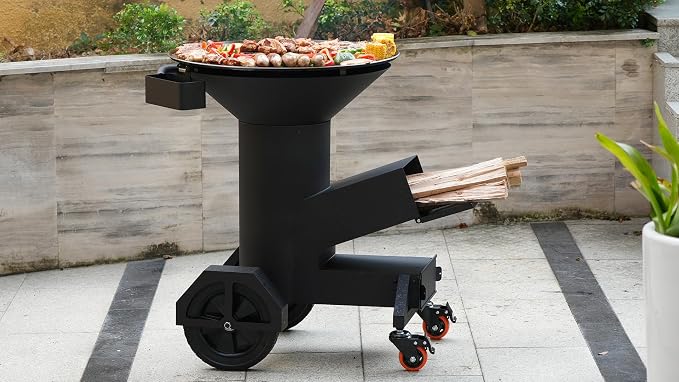 3-in-1 Rocket Stove with Griddle, Grate & Pot Rack, Large Wood BBQ Grill with - Image 9