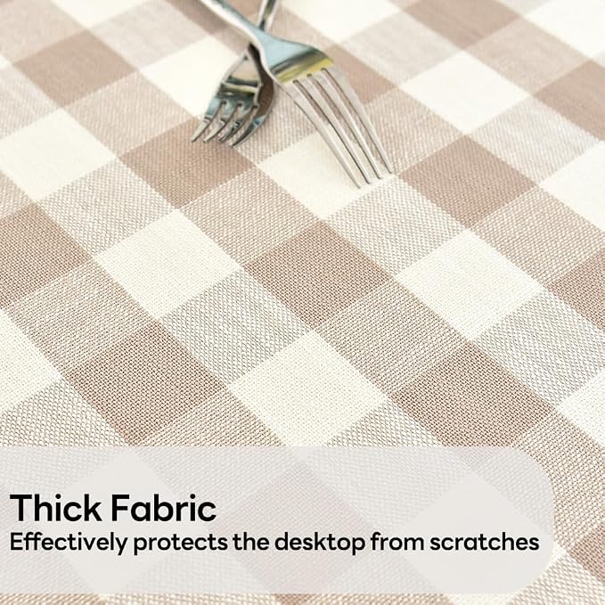 Gingham Round Tablecloth Table Cloth Heavy Duty Cotton Checkered Table Cloth - Image 3