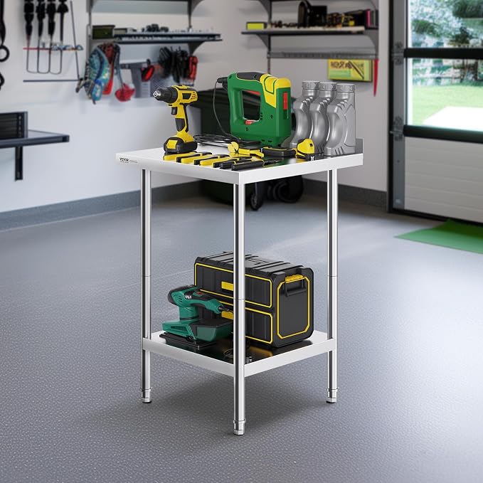 VEVOR 24 x 24 x 36 Inch Stainless Steel Work Table, Commercial Food Prep - Image 2