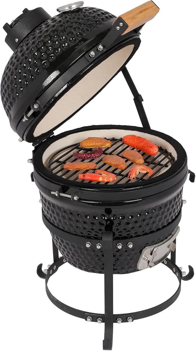 VINGLI 13" Kamado Charcoal Grill Portable Barbecue Grill BBQ Kettle Stand Lid by VINGLI