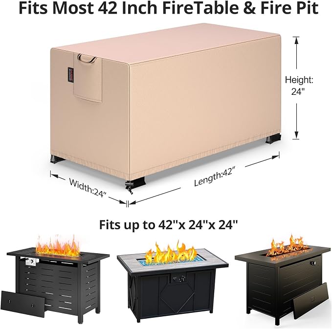 QH.HOME Fire Pit Cover Rectangular 42 x 24 Inch, Outdoor Waterproof Fire Pit - Image 2