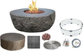 Elementi | Bundle Boulder Gas Fire Pit Cast Concrete Semi-Round Fire Table by AMSFireplaceInc