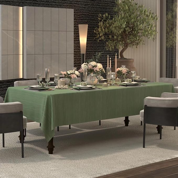 Sage Green Table Cloth 72 x 54 Inch, Spillproof Waterproof Tablecloth, Boho - Image 6