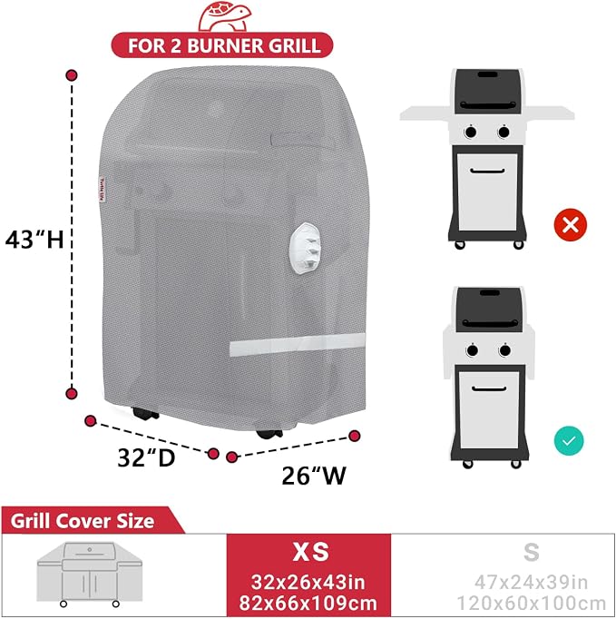 Turtle Life BBQ Grill Cover, 32 Inch Heavy Duty Waterproof 2 Burner Barbecue - Image 2