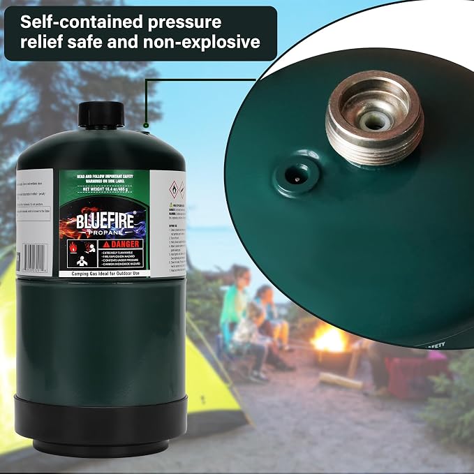 BLUEFIRE 16.4 oz 1Lb Propane tank Replacement Fuel Camping Gas Cylinder Pack of - Image 2