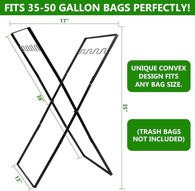 Leaf Bag Holder, Outdoor Foldable Trash Bag Holder Stand - Image 2