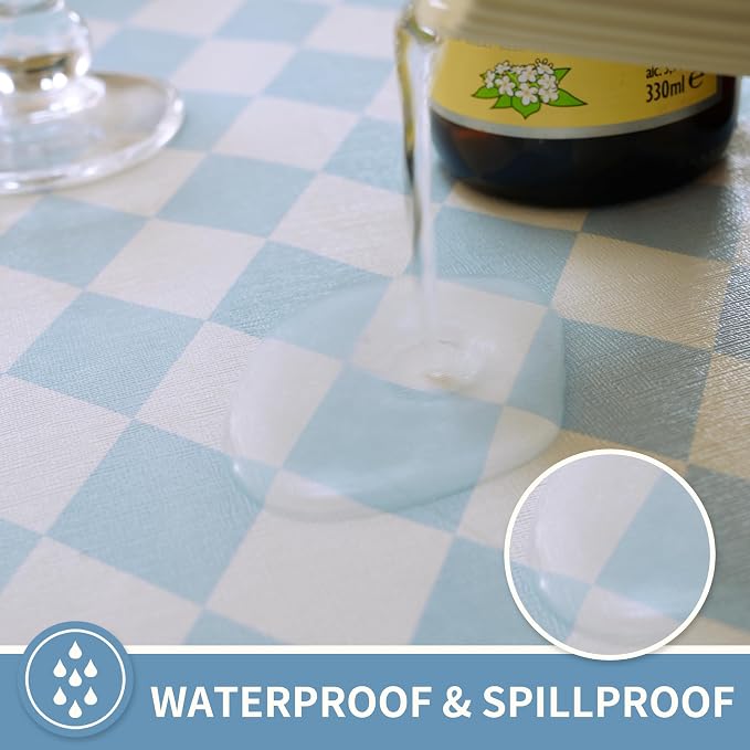 Rectangle Table Cloth, 100% Waterproof Tablecloth Oil Proof Spill Proof Vinyl - Image 2