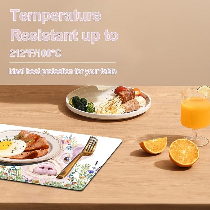 Flower Pig Placemats Set of 4 - Image 2