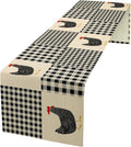 Farm Animal Table Runner, Chicken Hen Black White Buffalo Plaid Check Farmhouse by Unknown