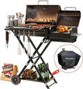 Portable Charcoal Grill with Smoking Function, Foldable Suitcase Design with by Unknown